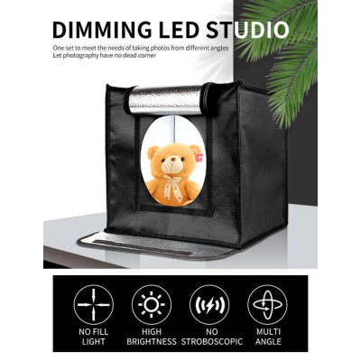 Fotografický stan přenosný 40 cm, 2 x světlo LED, 3 x pozadí