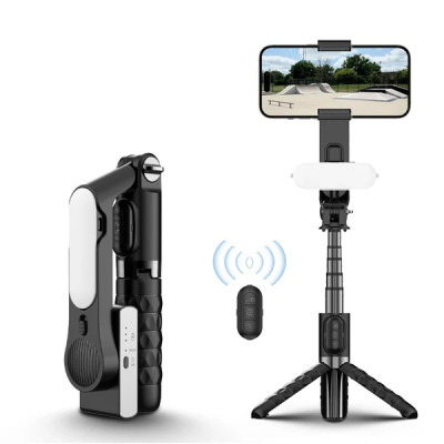 A6 1-osový stabilizátor, teleskopická selfie tyč, mini statív, diaľkové ovládanie, externé svetlo