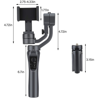 F6 - 3-osový prenosný gimbalový stabilizátor pre mobilný telefón, akčné kamery