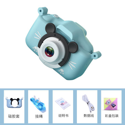 Mini detský digitálny fotoaparát s 2,0-palcovým displejom Mickey Mouse, silikónové puzdro, modrý