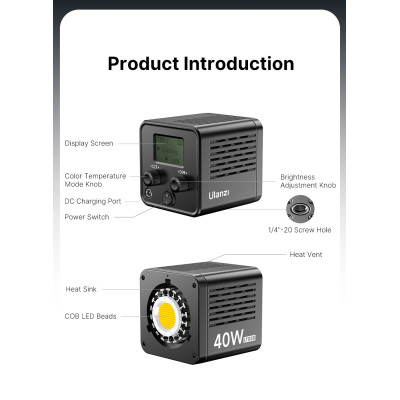 Ulanzi L023 40W Pro, prenosné dvojfarebné LED video svetlo