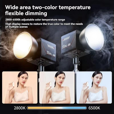ZGRT60 LED Video Světlo Bi-Color COB Fotografické Studiové Světlo 2500K-7500K