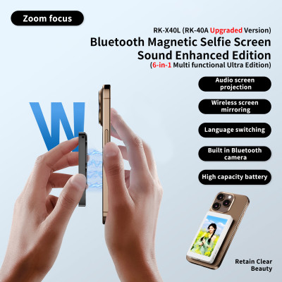 Magnetický Bezdrátový Displej pro telefon, Selfie obrazovka, Mobilní monitor, šedý