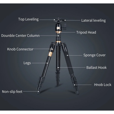 QZSD Q555 Profesionálni tripod + monopod + kulová hlava
