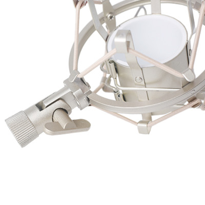 Profesionální kovový držák pro Studiové mikrofony s antivibračním odpružením pro přesné nahrávání stříbrný