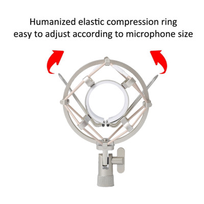 copy of Profesionální kovový držák pro Studiové mikrofony s antivibračním odpružením pro přesné nahrávání stříbrný