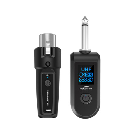 2.4G bezdrôtový vysielací mikrofónny systém 6,35 mm kondenzátor, 1 x vysielač, 1 x prijímač