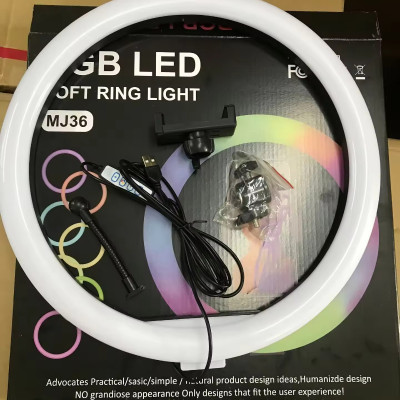 14" ( 36 cm ) kruhové svetlo RGB s držiakom na telefón