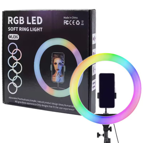 14" ( 36 cm ) kruhové svetlo RGB s držiakom na telefón