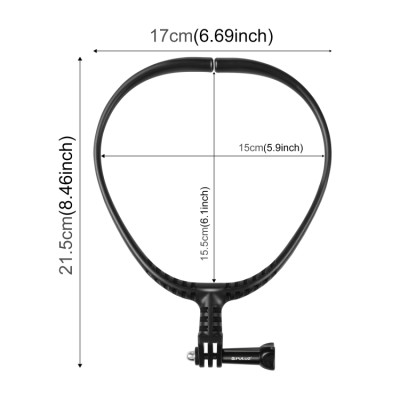 PULUZ PU846B nastaviteľný držiak na krk pre akčné kamery GoPro (čierny)