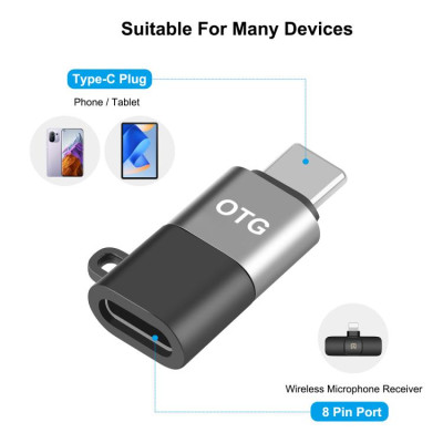 PULUZ PU657B 8pinový adaptér USB-C / Type-C OTG (černý)