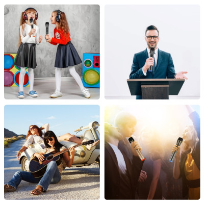 PULUZ Set of 2pcs wireless dynamic UHF microphones with LED display, 1 x 3.5mm receiver