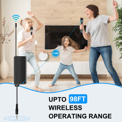 PULUZ Set of 2pcs wireless dynamic UHF microphones with LED display, 1 x 3.5mm receiver