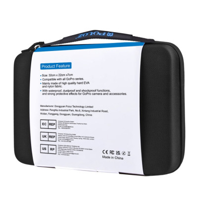 PULUZ Vodotesné prenosné a cestovné puzdro na akčné kamery a príslušenstvo, veľké rozmery: 32 cm x 22 cm x 7 cm