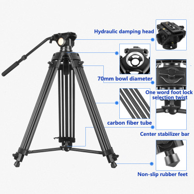 QZSD Q880C Profesionálny karbónový statív 158 cm, teleskopické nohy Heavy Duty 10 kg + hlava Q90
