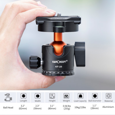 K&F Concept profesionální karbonový fotografický stativ D254C1, nosnost 10kg, výška 160 cm s kulovou hlavou BH-28L (KF09.109)