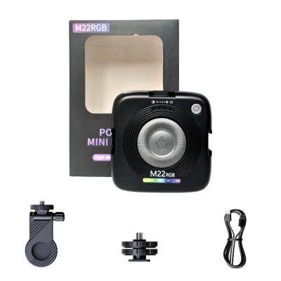 M22 Mini LED RGB svetlo s magnetom alebo klipom 6W, pre telefón, fotoaparát