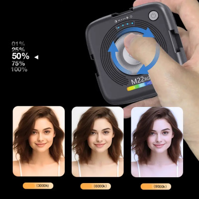 M22 Mini LED RGB světlo s magnetem nebo klipem 6W, pro telefon, fotoaparát