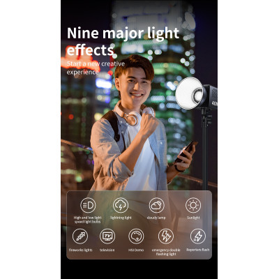 M60 LED štúdiové svetlo 40W, vstavaná nabíjateľná batéria, dvojfarebné, rukoväť, CCT 2500-8500K