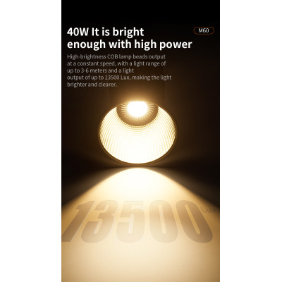 M60 LED Studiové světlo 40W, Vestavěná dobíjecí baterie, Bi-Color, madlo, CCT 2500-8500K