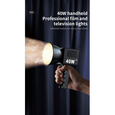 M60 LED štúdiové svetlo 40W, vstavaná nabíjateľná batéria, dvojfarebné, rukoväť, CCT 2500-8500K