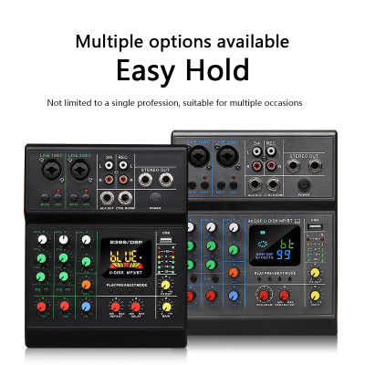 Mixážní pult D-38, 4 - kanálový, USB, Bluetooth, pro nahrávání zpěvu, hudby