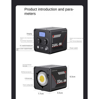 copy of ZGRT60 LED Video Světlo Bi-Color COB Fotografické Studiové Světlo 2500K-7500K