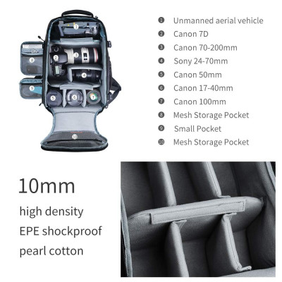 Batoh na fotoaparát a ďalšie fotopríslušenstvo K&F Concept 25 l