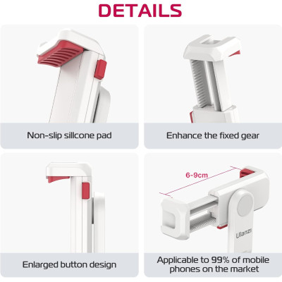 Ulanzi ST-06S Universální Držák smartphonu, Svorka, otočná 360°, bílí