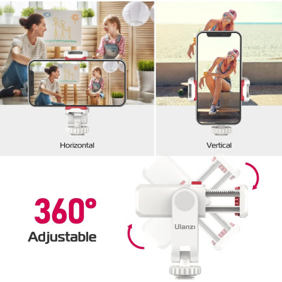 Ulanzi ST-06S Universální Držák smartphonu, Svorka, otočná 360°, bílí