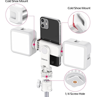 Ulanzi ST-06S Universální Držák smartphonu, Svorka, otočná 360°, bílí