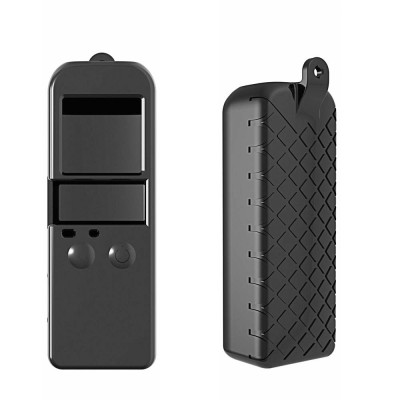 Nárazuvzdorný čierny silikónový ochranný kryt s krytom objektívu pre DJI osmo pocket 1, 2