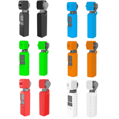 Nárazuvzdorný modrý silikónový ochranný kryt s krytom objektívu pre DJI osmo pocket 1, 2