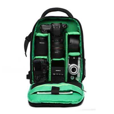 Multifunkční voděodolný zelený batoh pro fotoaparát a další příslušenství, 30 x 19 x 43 cm