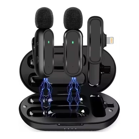 K61 Bezdrátový klopový mikrofon 2x s přijímačem pro telefon, USB-C