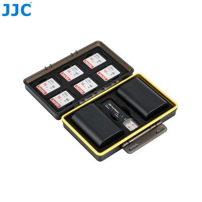 JJC BC-3LPE6   Plastový box na baterie Canon LP-E6/E6N x 2 + SD 6 x + čtečku