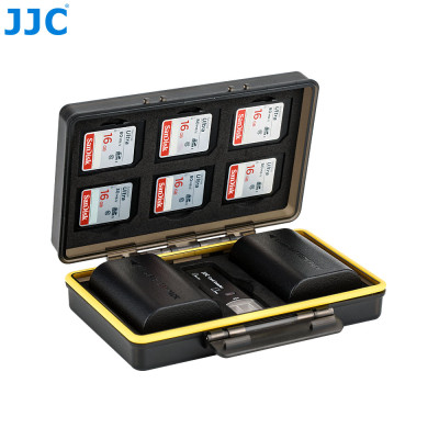 JJC BC-3LPE6   Plastový box na baterie Canon LP-E6/E6N x 2 + SD 6 x + čtečku