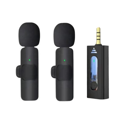 K35 Bezdrátový klopový mikrofon 2 x + příjímač s jackem 3,5mm