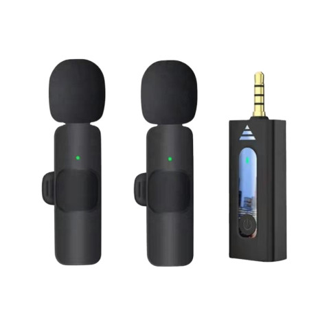 K35 Bezdrátový klopový mikrofon 2 x + příjímač s jackem 3,5mm