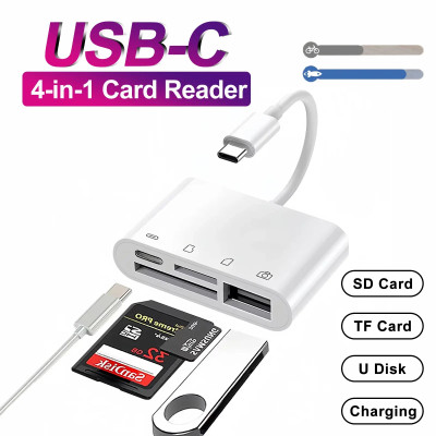 Čítačka pamäťových kariet, adaptér s USB-C na nabíjanie SD/TF/USB/USB-C