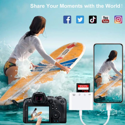 Čítačka pamäťových kariet, adaptér s USB-C na nabíjanie SD/TF/USB/USB-C