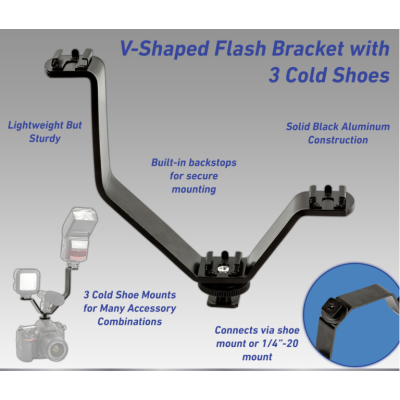 Hliníkový držák typu V pro světlo, blesk, mikrofon - 3 x Colt shoe pro DSLR fotoaparáty a kamery