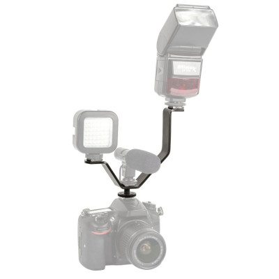 Hliníkový držiak typu V pre svetlo, blesk, mikrofón - 3 x pätica Colt pre digitálne zrkadlovky a videokamery
