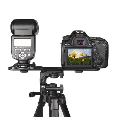 Univerzální držák na stativ, dvojitá prodlužovací tyč, se šrouby 1/4" rpo fotoaparát, blesk, světlo