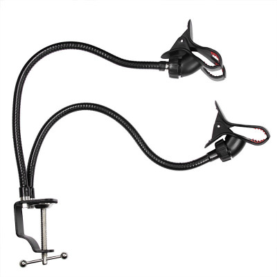 Dvojitý držiak telefónu s flexibilnými ramenami s úchytom na stôl