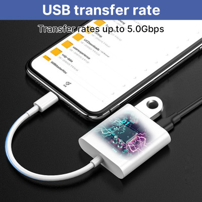 Redukcia, prevodník Lightning (Iphone) - USB + Lightning ( nabíjanie, dáta )