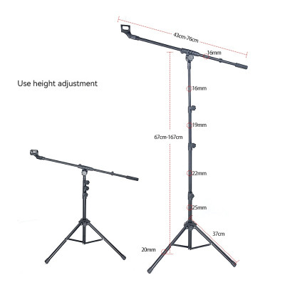 Kovový nastavitelný stojan na mikrofon, výška 0,6 - 1,7 m