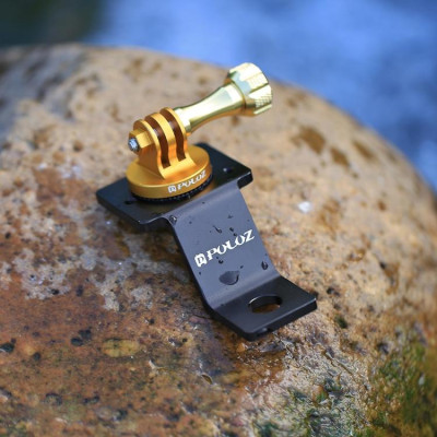 PULUZ pevný držák na motocykl z hliníkové slitiny s adaptérem a šroubem pro GoPro, Insta360, DJI a další akční kamery (zlatá)