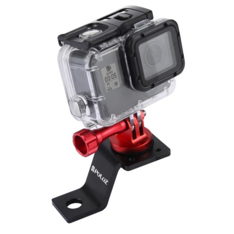 PULUZ pevný držák na motocykl z hliníkové slitiny s adaptérem a šroubem pro GoPro, Insta360, DJI a další akční kamery (červený)