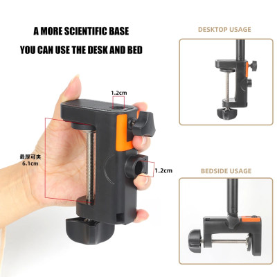 Holder, arm with table mount for microphone, phone, camera